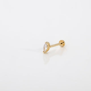 Glint Markiz Taşlı Kulak Piercing | 14 Ayar Altın