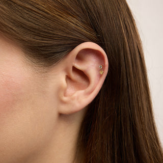 Heartdrop Sallantılı Kalp Figürlü Taşlı Kulak Piercing | 14 Ayar Altın