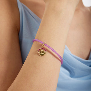 Purple Written Love Klips Charm | 14 Ayar Altın