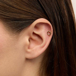 Ray Halka Figürlü Taşsız Kulak Piercing | 14 Ayar Altın