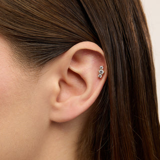 Sandra 3 Taşlı Kulak Piercing | 14 Ayar Altın