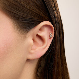 Sandra 3 Taşlı Kulak Piercing | 14 Ayar Altın
