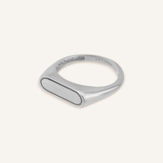 White Signet Yüzük | 14 Ayar Altın