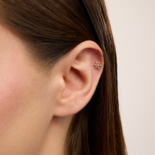 Snow Kar Tanesi Figürlü Çok Taşlı Kulak Piercing | 14 Ayar Altın