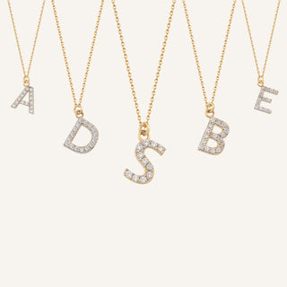 Stone Letter Kolye | 14 Ayar Altın