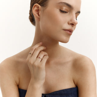 Subtle Plum Love Yüzük | 14 Ayar Altın