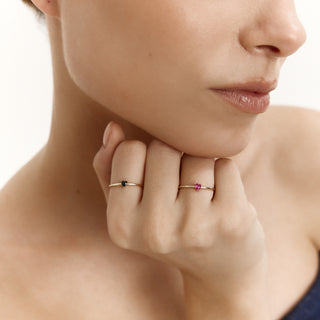 Subtle Plum Love Yüzük | 14 Ayar Altın