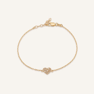 Glowve Taşlı Kalp Bileklik | 14 Ayar Altın