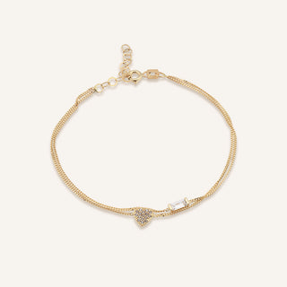 AJA Cora Kalpli ve Baget Taşlı Bileklik | 14 Ayar Altın