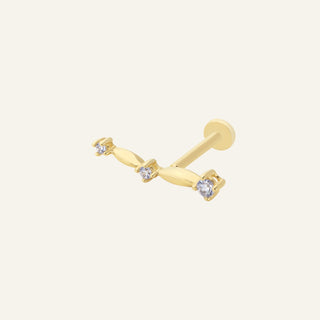 Velvet 3 Taşlı Kulak Piercing | 14 Ayar Altın