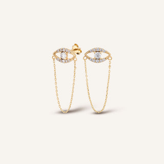 White Eyes Küpe | 14 Ayar Altın