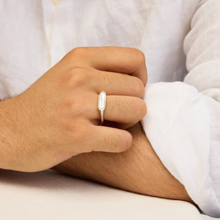 White Signet Yüzük | 14 Ayar Altın