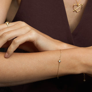 White Skyshine Bileklik | 14 Ayar Altın