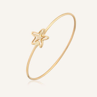 AJA Maris Deniz Yıldızı Figürlü Taşsız Kelepçe Bileklik | 14 Ayar Altın