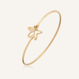 AJA Maris Deniz Yıldızı Figürlü Taşsız Kelepçe Bileklik | 14 Ayar Altın