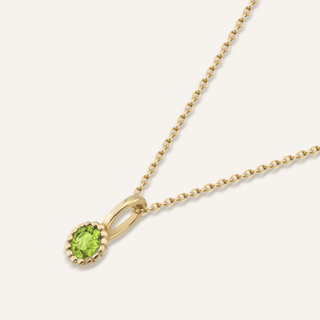 Ağustos Ayı Peridot Renk Doğum Taşı Altın Kolye
