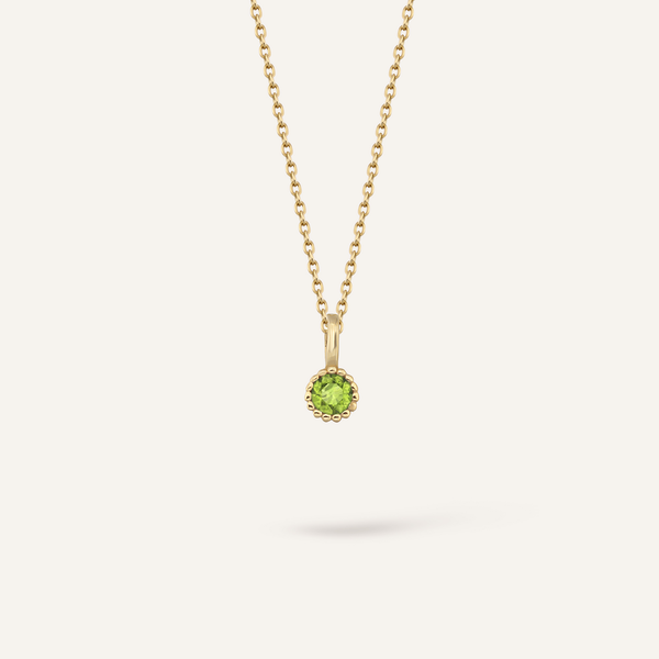 Ağustos Ayı Peridot Renk Doğum Taşı Altın Kolye
