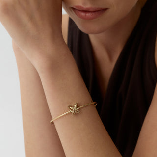 AJA Papillon Kelebek Figürlü Taşsız Kelepçe Bileklik | 14 Ayar Altın