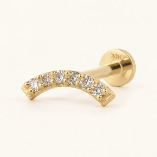Arc Gleam Yay Şeklinde Sıralı Lab Grown Diamond Taşlı Altın Kulak Piercing