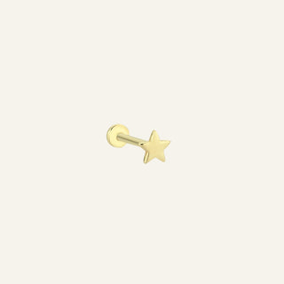 Astral Yıldız Figürlü Taşsız Altın Kulak Piercing