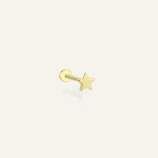 Astral Yıldız Figürlü Taşsız Altın Kulak Piercing