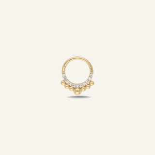 Beaded Half Boncuk Detaylı Yarım Tur Taşlı Altın Halka Helix Piercing