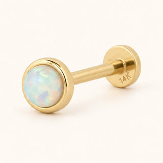 Bezel Opal - Opal Taşlı Altın Kulak Piercing