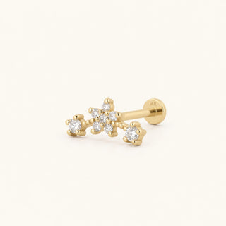 Bloom Cluster Çiçek Motifli Lab Grown Diamond Taşlı Altın Kulak Piercing