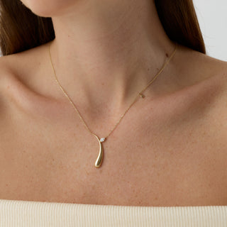 Brisca Damla Figürlü İki Damla Kesim Taşlı Altın Kolye