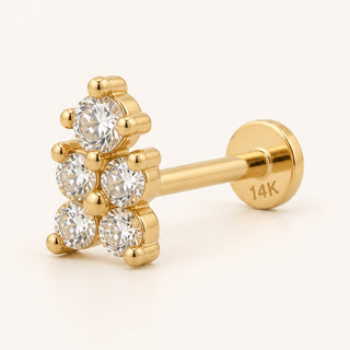 Cluster Five Beş Lab Grown Diamond Taşlı Küme Altın Kulak Piercing