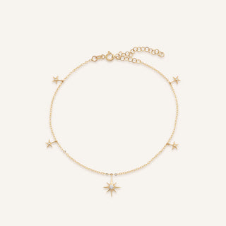 Compassa Pusula ve Deniz Yıldızı Figürlü Taşlı Altın Halhal