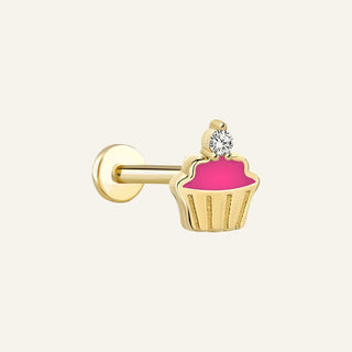 Cupcake Pink Altın Kulak Piercing