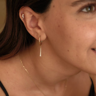 Curve Trio Kademeli Sıralı Lab Grown Diamond Taşlı Altın Kulak Piercing