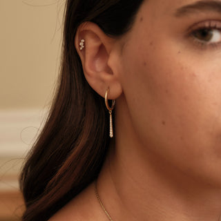 Curve Trio Kademeli Sıralı Lab Grown Diamond Taşlı Altın Kulak Piercing