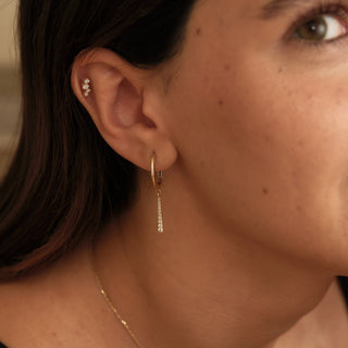 Curve Trio Kademeli Sıralı Lab Grown Diamond Taşlı Altın Kulak Piercing