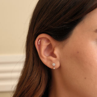 Curve Trio Yay Şeklinde Üç Lab Grown Diamond Taşlı Altın Kulak Piercing