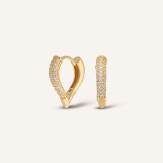 Curvella Kalpli Halka Küpe | 14 Ayar Altın