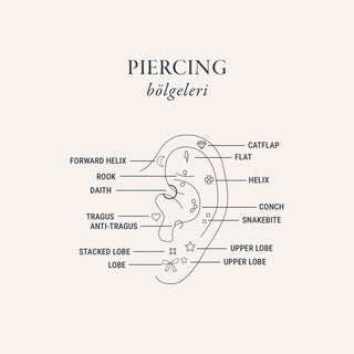Daphne Yay Figürlü Markiz Kesim Çok Taşlı Kulak Piercing | 14 Ayar Altın