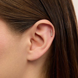 Dawn Yuvarlak Taşlı Çok Taşlı Kulak Piercing | 14 Ayar Altın