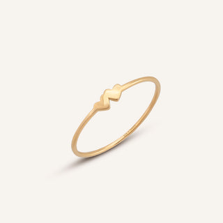 Double Heart Birleşik Kalp Figürlü Altın Yüzük