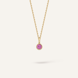 Ekim Ayı Pembe Turmalin Renk Doğum Taşı Altın Kolye