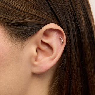 Flora Yay Şeklinde Taşlı Çok Taşlı Kulak Piercing | 14 Ayar Altın