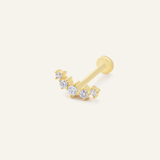 Flora Yay Şeklinde Çok Taşlı Kulak Piercing | 14 Ayar Altın