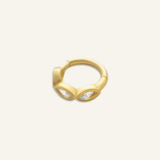 Framed Trio Çerçeve Detaylı Markiz Kesim Taşlı Altın Halka Helix Piercing 6 MM