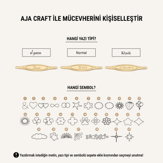 Glaze İşlemeli Plaka Kişiselleştirilebilir Craft Altın Bileklik