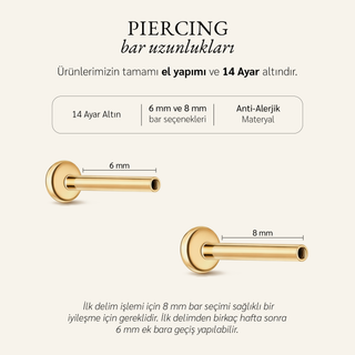 Glow Uğur Böceği Figürlü Çift Kulak Altın Piercing