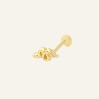 Big Gold Snake Yılan Figürlü Minimal Kulak Piercing | 14 Ayar Altın
