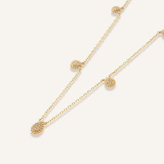 Gutta Sıralı Çok Taşlı Altın Kolye