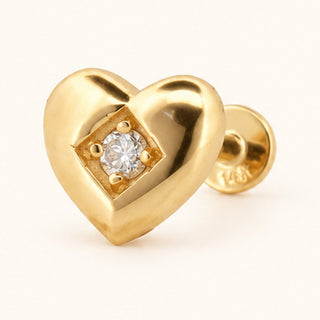 Heart Gleam Kalp Figürlü Lab Grown Diamond Taşlı Altın Kulak Piercing