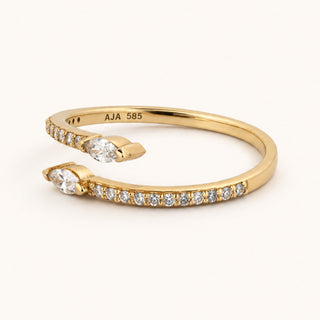 Helimarq Sarmal Form Markiz Lab Grown Diamond Taşlı ve Yarım Tur Altın Yüzük